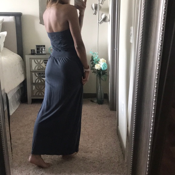 Comfy dark gray tube top maxi dress - Picture 3 of 6